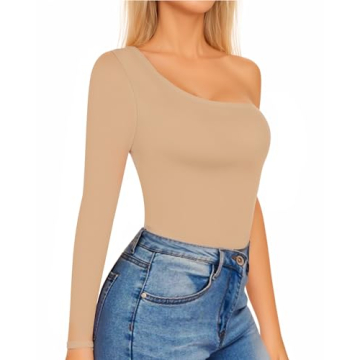MANGOPOP Women's Stylish One Shoulder Bodysuit