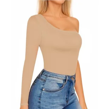 MANGOPOP Women's Stylish One Shoulder Bodysuit
