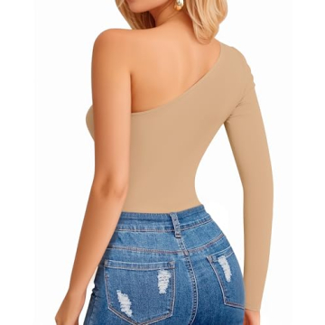 MANGOPOP Women's Stylish One Shoulder Bodysuit