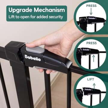 Babelio Baby Gate for Doorways and Stairs, 26''-40'' Auto Close Dog/Puppy Gate, Easy Install, Pressure Mounted, No Drilling, fits for Narrow and Wide Doorways, Safety Gate w/Door for Child and Pets