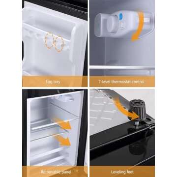 KRIB BLING 3.5 Cu.Ft Refrigerator - Space-Saving Design with Adjustable Thermostat