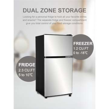 KRIB BLING 3.5 Cu.Ft Compact Refrigerator 2 Door Style