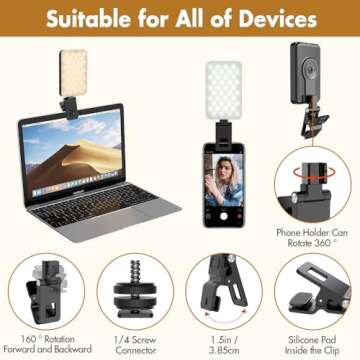 PIDINUK Selfie Light for iPhone,Portable Phone Clip on Light,Rechargeable LED Ring Light for Phone,V...