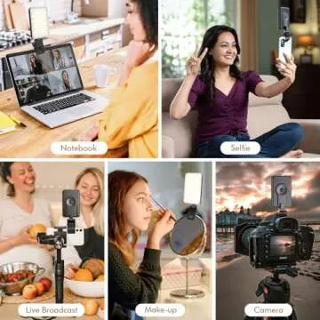 PIDINUK Selfie Light for iPhone,Portable Phone Clip on Light,Rechargeable LED Ring Light for Phone,Video Recording,Camera,Laptop,TikTok,Tablet,Vlog,Computer,5 Lighting Modes,80 LED High Power