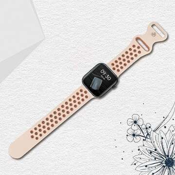 Elaikement Compatible with Apple Watch Bands 40mm 41mm 38mm 42mm Men Women, Breathable Silicone Sport Strap for iWatch Bands Series 10/9/8/7/6/5/4/3/2/1/SE/Ultra, Pink Oxford/Rose Whisper