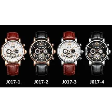 Elegant Skeleton Men Watch with Perpetual Calendar