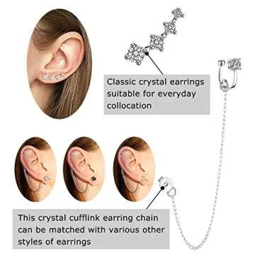 Hypoallergenic CZ Sterling Silver Ear Crawler Earrings for Women