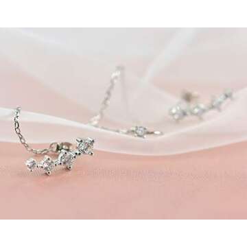Hypoallergenic CZ Sterling Silver Ear Crawler Earrings for Women