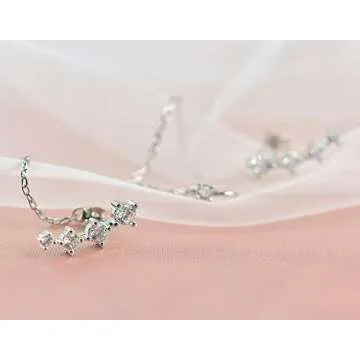 Hypoallergenic CZ Sterling Silver Ear Crawler Earrings for Women
