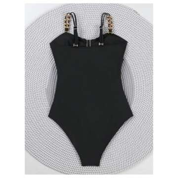 Verdusa Women's Cut Out Colorblock One Piece Swimsuit Ruched Swimwear Bathing Suit Black Medium
