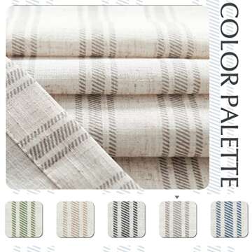 Jinchan Gray Striped Linen Kitchen Curtains for Small Windows – Elegant 24-Inch Tier Drapes and Fa...