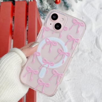 UEEBAI Magnetic for iPhone 15 Plus Case & iPhone 14 Plus Case, Bow Case Compatible with MagSafe, Wir...