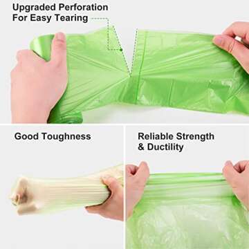 Small Trash Bags 4-6 Gallon, Inwaysin 200 Count Biodegradable Trash Bags 4 Gallon, Extra Strong Small Garbage Bags Unscented, Size Expanded, Green, for Bathroom Bedroom Office Kitchen Trash Can