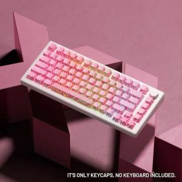 XVX Pink Topographic Keycaps with IMD Tech, Shine Through Custom Keycaps 60 75 100 Percent, Lines Backlit Keycap Set, OEM Profile Keycap, Side Printed Keyboard Keycaps for Keyboards(Only Keycaps)