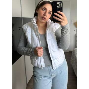 Zeagoo Puffer Vest Women Lightweight Stand-Up Collar Down Vests Sleeveless Outerwear Warm Puffer