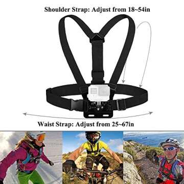 ASOCEA Action Camera Chest Mount Strap,Adjustable Vest Chest Harness Belt Compatible with Gopro Hero...