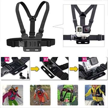 ASOCEA Action Camera Chest Mount Strap,Adjustable Vest Chest Harness Belt Compatible with Gopro Hero 13 12 11 10 9/AKASO EK7000/Brave 4/Brave 4 pro/Brave 8/V50/Dragon Touch/Vemont Action Cameras