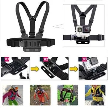 ASOCEA Action Camera Chest Mount Strap,Adjustable Vest Chest Harness Belt Compatible with Gopro Hero 13 12 11 10 9/AKASO EK7000/Brave 4/Brave 4 pro/Brave 8/V50/Dragon Touch/Vemont Action Cameras