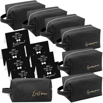 Amylove 7 Sets Groomsmen Gifts - Elegant PU Leather Bags