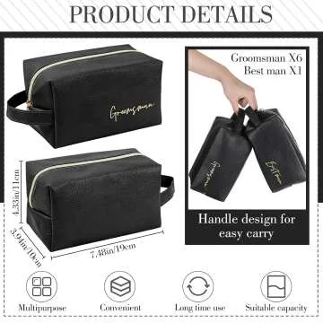 Groomsmen Gifts - 7 Sets PU Leather Toiletry Bags