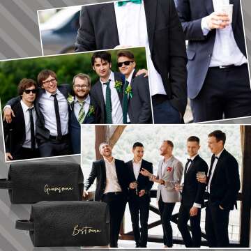 Groomsmen Gifts - 7 Sets PU Leather Toiletry Bags