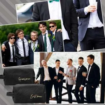 Groomsmen Gifts - 7 Sets PU Leather Toiletry Bags