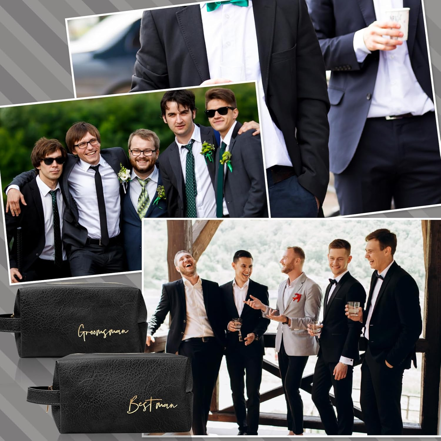 Groomsmen Gifts - 7 Sets PU Leather Toiletry Bags