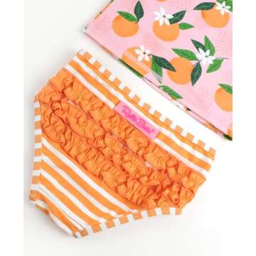 RuffleButts Orange Long Sleeve Rash Guard for Infants