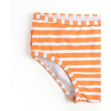 RuffleButts Orange Long Sleeve Rash Guard for Infants