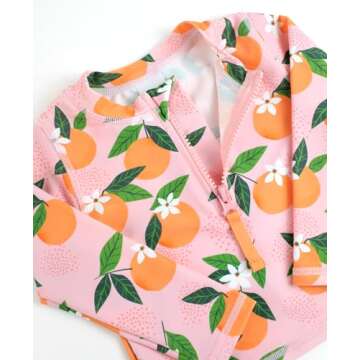RuffleButts Orange Long Sleeve Rash Guard for Infants