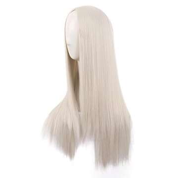 MapofBeauty 28 Inch/70 cm Women Special Long Straight Synthetic Wig (Platinum Blonde)