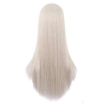 MapofBeauty 28 Inch/70 cm Women Special Long Straight Synthetic Wig (Platinum Blonde)
