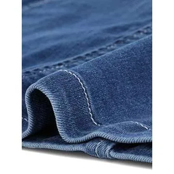 Allegra K Denim Dress Long Sleeve V Neck A-line Style