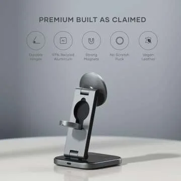 Satechi 3 in 1 Wireless Charging Station, Qi2 15W Magnetic, Foldable Travel Charger Station for iPhone 16/15/14/13/12, Apple Watch Series 8/7/SE/6/5/Ultra and AirPods Pro/3/2