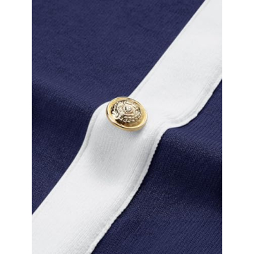 MEROKEETY Women's 2024 Color Block Knit Dress Navy S