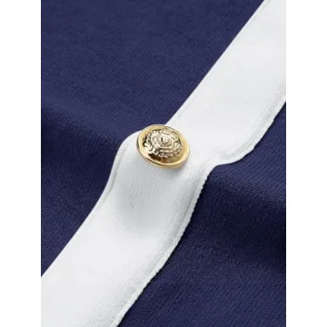 MEROKEETY Women's 2024 Color Block Knit Dress Navy S