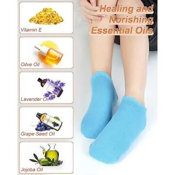 Moisturizing Socks Women 2 Pairs Dry Cracked Feet Lotion Socks Foot Moisturizing Socks Silicone Socks Foot Care Heel Socks Spa Socks (Blue and Pink)