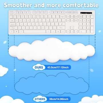 VAIPI Keyboard Cloud Wrist Rest, PU Leather Cloud Keyboard Wrist Pad, Palm Rest Keyboard Rest with N...