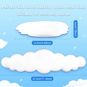 VAIPI Keyboard Cloud Wrist Rest, PU Leather Cloud Keyboard Wrist Pad, Palm Rest Keyboard Rest with Non-Slip Base for Typing Pain Relief, Soft Keyboard Arm Hand Rest for Computer, Gift for Women Man