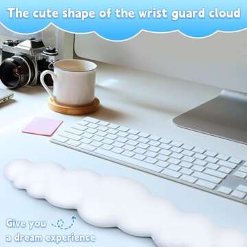 VAIPI Keyboard Cloud Wrist Rest, PU Leather Cloud Keyboard Wrist Pad, Palm Rest Keyboard Rest with Non-Slip Base for Typing Pain Relief, Soft Keyboard Arm Hand Rest for Computer, Gift for Women Man