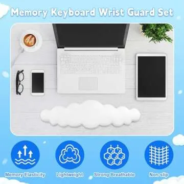 VAIPI Keyboard Cloud Wrist Rest, PU Leather Cloud Keyboard Wrist Pad, Palm Rest Keyboard Rest with Non-Slip Base for Typing Pain Relief, Soft Keyboard Arm Hand Rest for Computer, Gift for Women Man