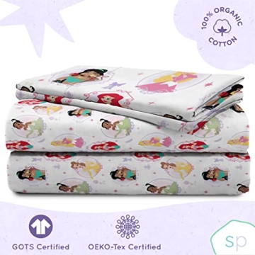 Disney Princess Besties Queen Sheet Set - 100% Organic Cotton