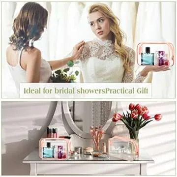 Amylove 10 Pcs Bride Clear Makeup Bags for Bridal Events