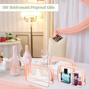 Amylove 10 Pcs Bride Clear Makeup Bags for Bridal Events