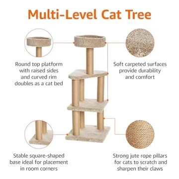 Amazon Basics Indoor Cat Tree - Sturdy Climbing Tower
