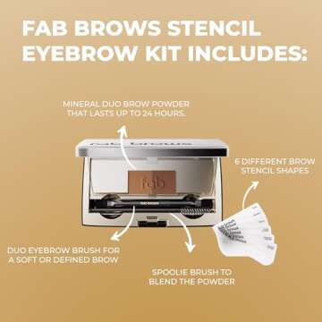 Fab Brows Duo Eyebrow Kit, Ultimate Brow Stencil Kit with Compact Powder Mirror and Eyebrow Shaper, Waterproof Eye Makeup Contour Palette Set for Eyebrow, Eyebrow Cosmetics, (Light/Medium Brown)