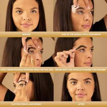 Fab Brows Duo Eyebrow Kit, Ultimate Brow Stencil Kit with Compact Powder Mirror and Eyebrow Shaper, Waterproof Eye Makeup Contour Palette Set for Eyebrow, Eyebrow Cosmetics, (Light/Medium Brown)