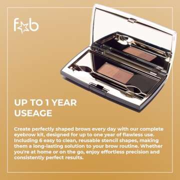 Fab Brows Duo Eyebrow Kit, Ultimate Brow Stencil Kit with Compact Powder Mirror and Eyebrow Shaper, Waterproof Eye Makeup Contour Palette Set for Eyebrow, Eyebrow Cosmetics, (Light/Medium Brown)