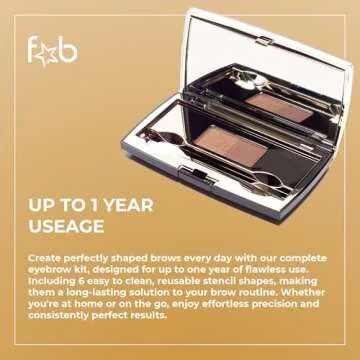 Fab Brows Duo Eyebrow Kit, Ultimate Brow Stencil Kit with Compact Powder Mirror and Eyebrow Shaper, Waterproof Eye Makeup Contour Palette Set for Eyebrow, Eyebrow Cosmetics, (Light/Medium Brown)