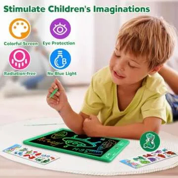 ZMLM LCD Writing Tablet Doodle Board: 10 Inch Boys Girls Toy for Age 3-12 Gift | Erasable 120,000+, Drawing, Counting, Spelling Learning Board for Birthday Valentines Day Gifts, Green Dinosaurs
